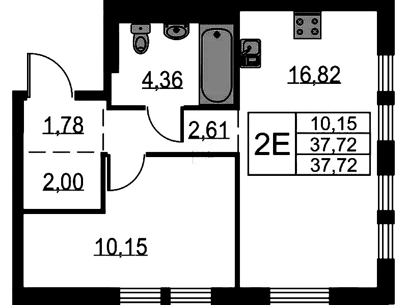 1-комнатная квартира 37.72 м², 12/12 эт., ЖК «Невская Долина»
